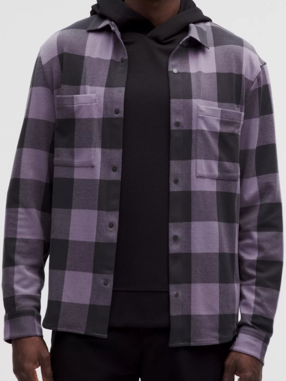 Lululemon Men’s Purple & Black Plaid Soft Knit Overshirt Size Large